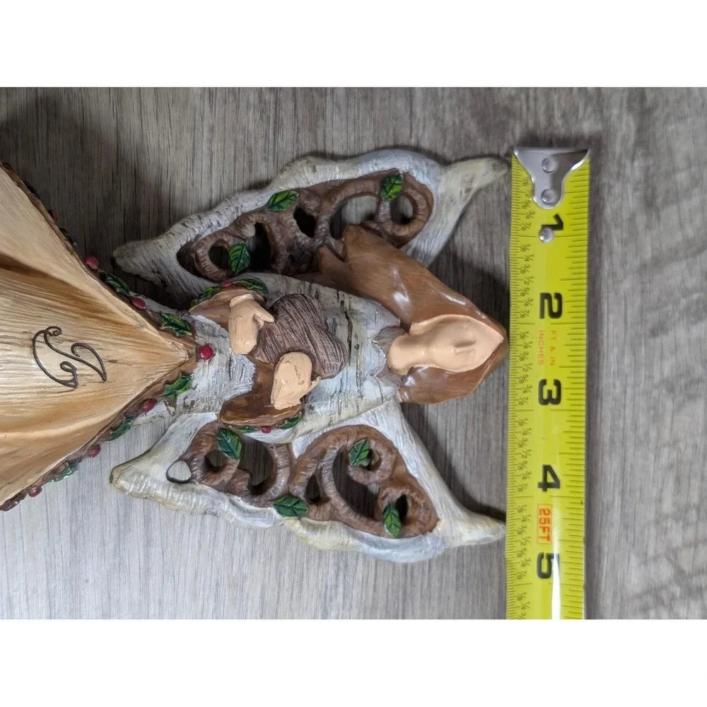Joy to the World Birch Bark Christmas Angel Figurine Rustic Holiday Decor